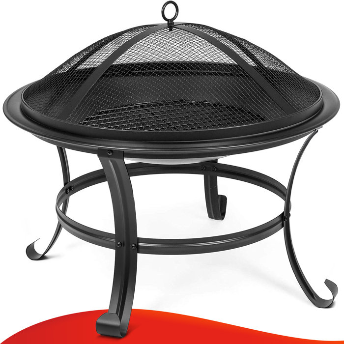 KingSo 20'' H x 22" W Steel Wood Burning Outdoor Fire Pit with Lid